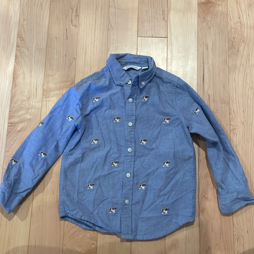 Janie and Jack Button Up Shirt With Dogs